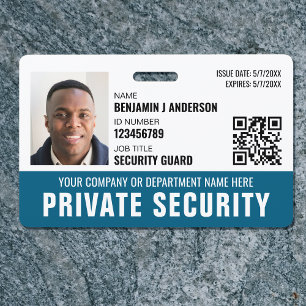 Custom Security Guard ID Photo Logo Name Teal Badge