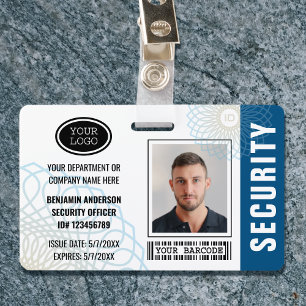Custom Security Officer ID Photo Blue Badge
