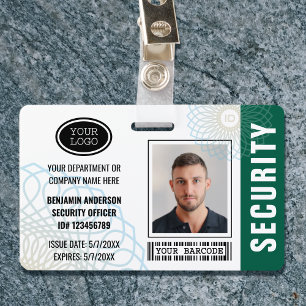 Custom Security Officer ID Photo Green Badge