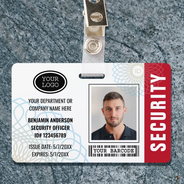 Custom Security Officer ID Photo Red ID Badge (Creator Uploaded)