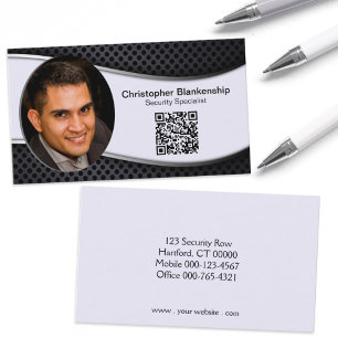 Custom Security Professional Photo QR Code Business Card