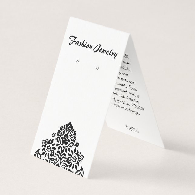 Custom Self-Standing Damask Earring Display Cards (Front)