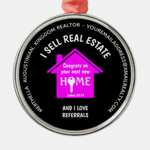 Custom Sell Real Estate Love Referrals Realtor Metal Ornament