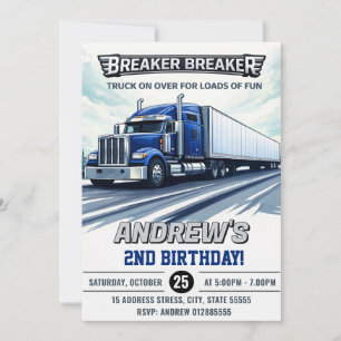 Custom Semi Truck Birthday Invitation