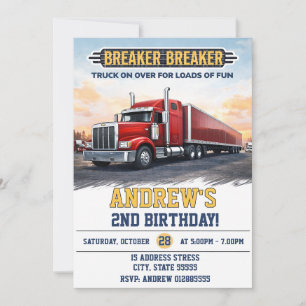 Custom Semi Truck Birthday party Invitation