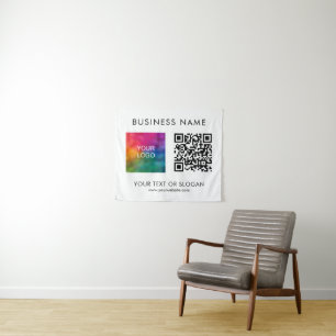 Custom Seminar Party Event QR Code Logo Backdrop Tapestry