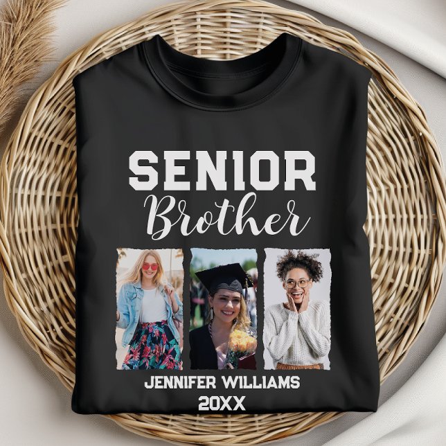 Custom Senior Brother Graduation Photo & Name T-Shirt (Creator Uploaded)