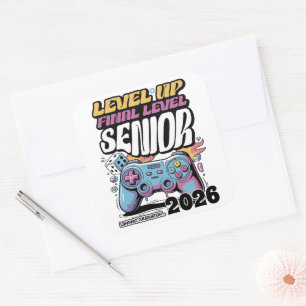 Custom Senior Class of 2026, Funny Gamer Graduate Square Sticker