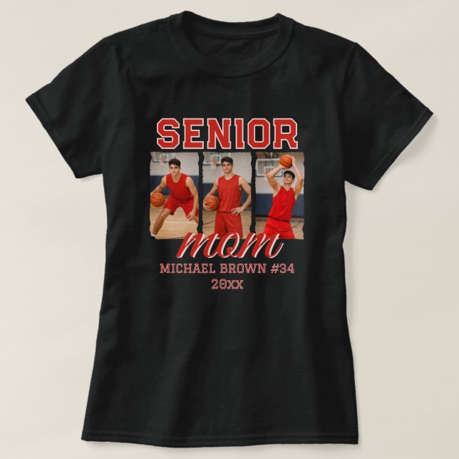 Custom Senior Mom Graduation Photo & Name T-Shirt (Design Front)