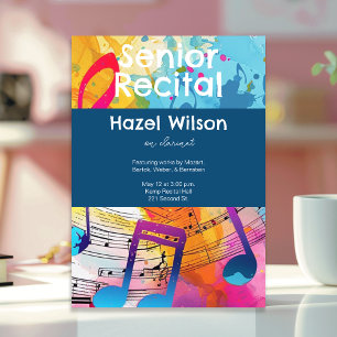 Custom Senior Music Recital Pop Art Abstract Invitation