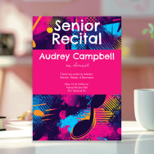 Custom Senior Recital Music Pop Art Abstract