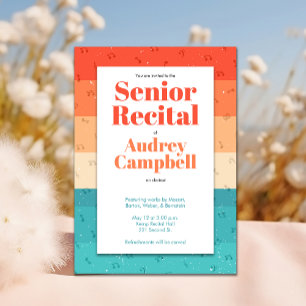 Custom Senior Recital Retro Modern Music Themed Invitation
