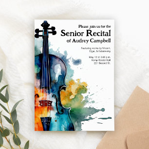 Custom Senior Violin Recital Music Themed  Invitation