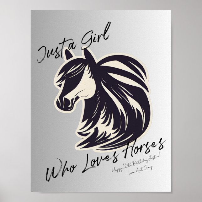 Custom Sentiment Just a Girl Who Loves Horses Poster (Front)