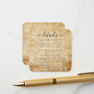 Custom Sepia Vintage Paper Texture Wedding Details Enclosure Card