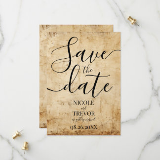 Custom Sepia Vintage Paper Texture Wedding Save The Date
