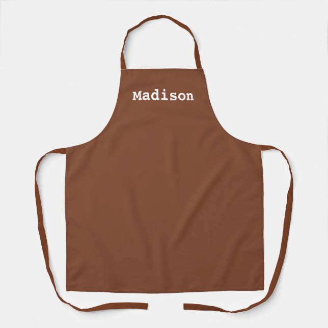 Custom sepia white name monogram apron (Front)