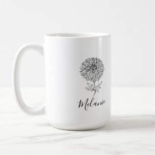 Custom September Aster Birth Flower Gift for Birth Coffee Mug