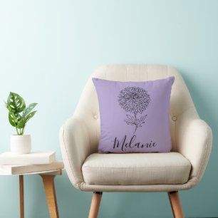 Custom September Aster Birth Flower Gift for Birth Cushion