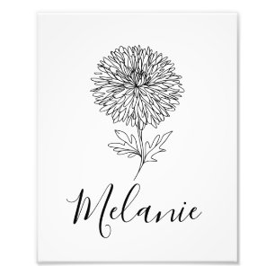 Custom September Aster Birth Flower Gift for Birth Photo Print