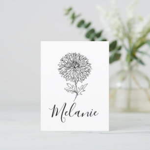 Custom September Aster Birth Flower Gift for Birth Postcard