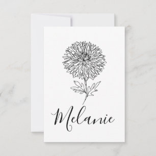 Custom September Aster Birth Flower Gift for Birth Thank You Card