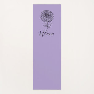 Custom September Aster Birth Flower Gift for Birth Yoga Mat