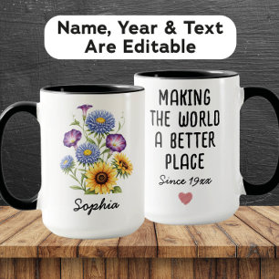 Custom September Birth Flower - Personalised Name Mug
