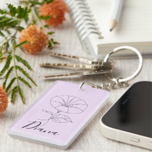 Custom September Morning Glory Birth Flower Gift Key Ring