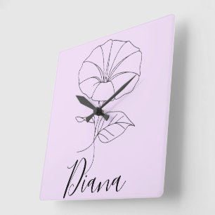 Custom September Morning Glory Birth Flower Gift Square Wall Clock