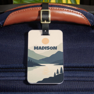 Custom Serene Mountain Landscape Water Reflection Luggage Tag
