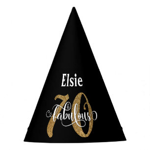 Custom Serif 1 Name Gold Glitter 70 & Fabulous Party Hat