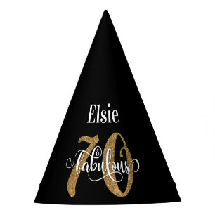 Custom Serif 2 Name Gold Glitter 70 & Fabulous Party Hat