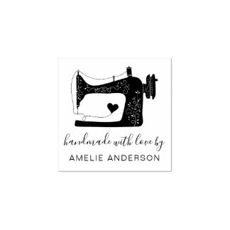Custom Sewing Machine Handmade With Love Rubber Stamp