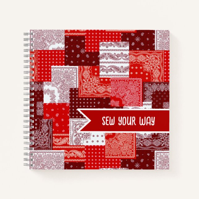 Custom Sewing Patchwork Bandanna Quilt Pattern Notebook (Front)