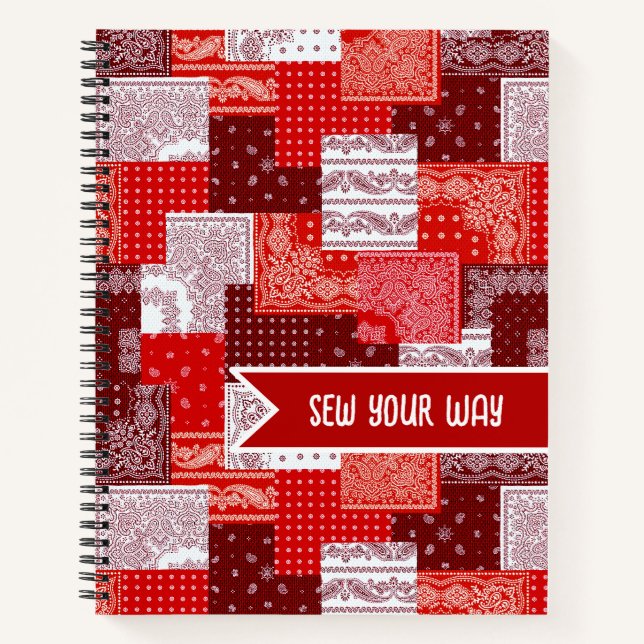Custom Sewing Patchwork Bandanna Quilt Pattern Notebook (Front)