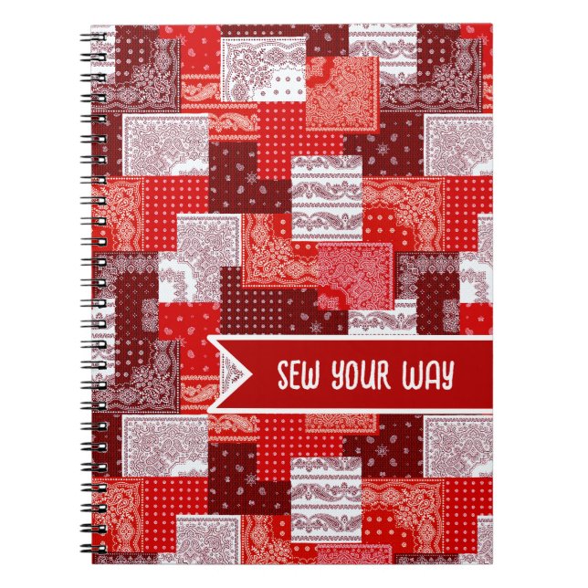 Custom Sewing Patchwork Bandanna Quilt Pattern Notebook (Front)