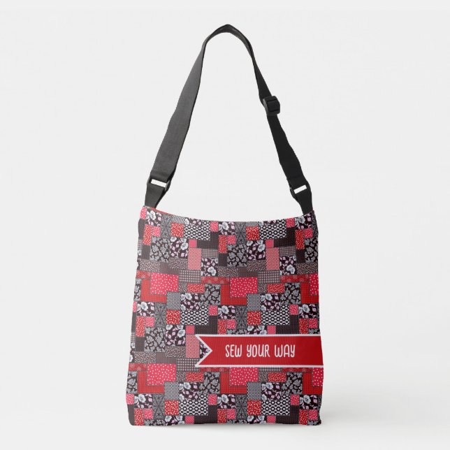 Custom Sewing Patchwork Sew Your Way Design Crossbody Bag (Front)