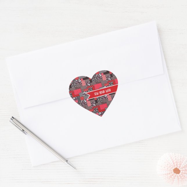 Custom Sewing Patchwork Sew Your Way Design Heart Sticker (Envelope)