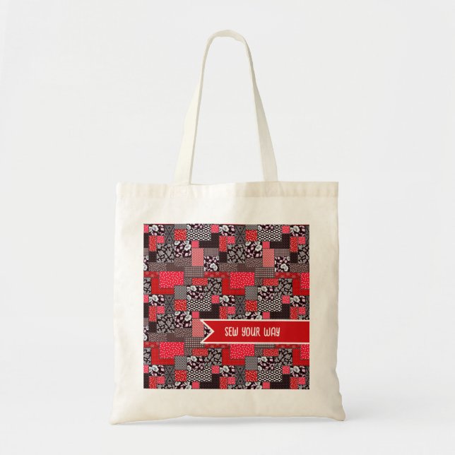 Custom Sewing Patchwork Sew Your Way Design Tote Bag (Front)