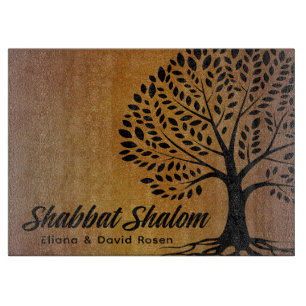 Custom Shabbat Shalom Etz Chayim Tree Challah Cutting Board