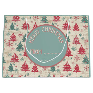 Custom Shabby Chic Vintage Christmas Tree Large Gift Bag