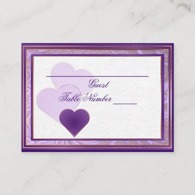 Custom Shades of Lavender and Purple Table Seating Place Card (Front)