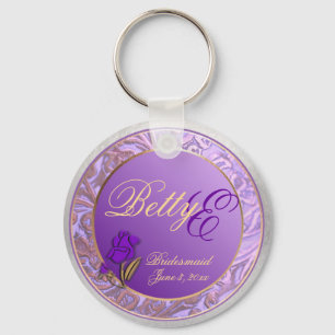 Custom Shades of Lavender Bridesmaid Keepsake Key Ring