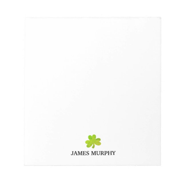 Custom Shamrock St Patricks Day Notepad (Front)