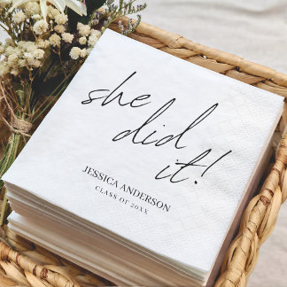 Custom She Did It napkins med school grad 