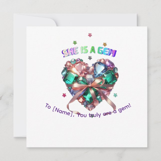 Custom She Is A Gem Heart Gemstone Gift (Front)