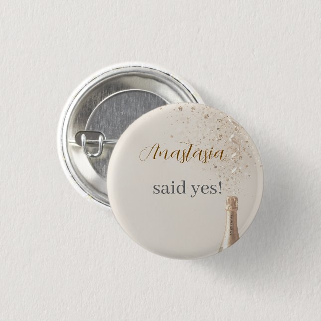 Custom She Said Yes Bridal Shower Button (Front & Back)