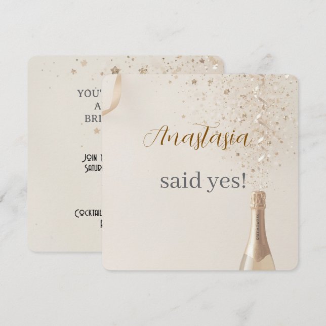 Custom She Said Yes Bridal Shower Invitation (Front/Back)