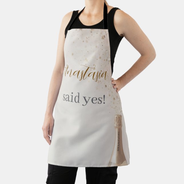Custom She Said Yes Bridal Shower Kitchen Apron (Insitu)